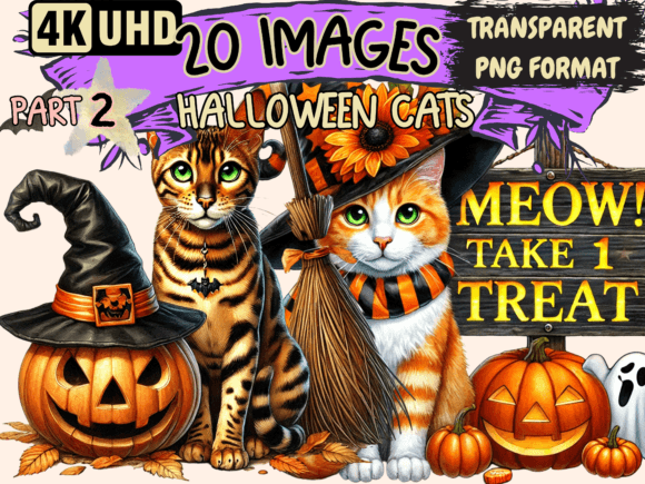 Download Halloween Cats Clipart P2 - Premium Bundle