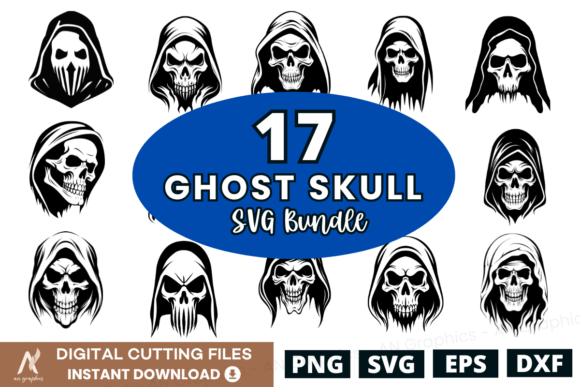 Download 17 Ghost Skull Face SVG Design Bundle - Svg design Collection