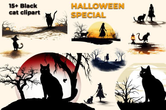 Download Cute Black Cat Halloween Clipart - Premium Resources